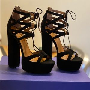 Aquazzura platform suede heels size 35